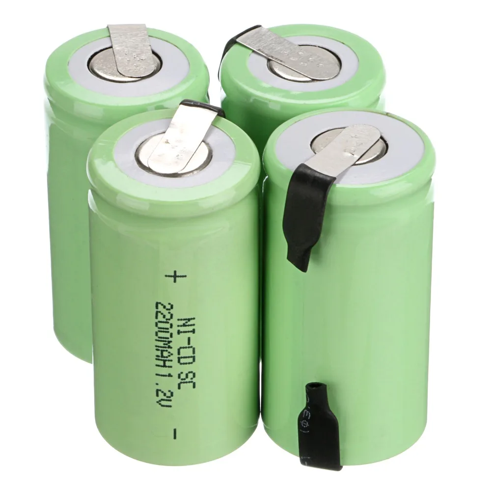 High quality ! 4 pcs Sub C SC battery 1.2V 2200 mAh Ni Cd NiCd Rechargeable Battery 4.25CM*2.2CM
