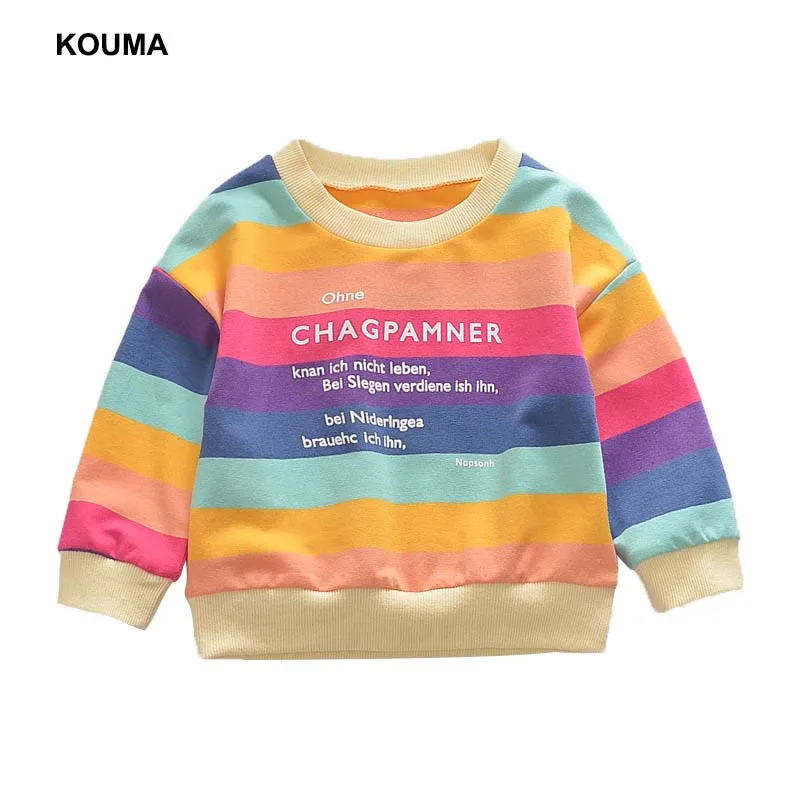 

New Rainbow Baby Boys Girls Casual Loose Sweatshirts Kids Cotton O-Neck Pullover Shirt Tops Children Autumn Bottoming Clothes