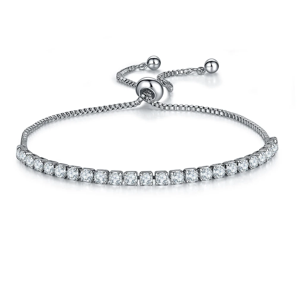 New Comes Fashion Simple Popular Round White Cubic Zirconia Silver Bracelet Wedding Women Jewelry Anniversary Party Gift | Украшения и