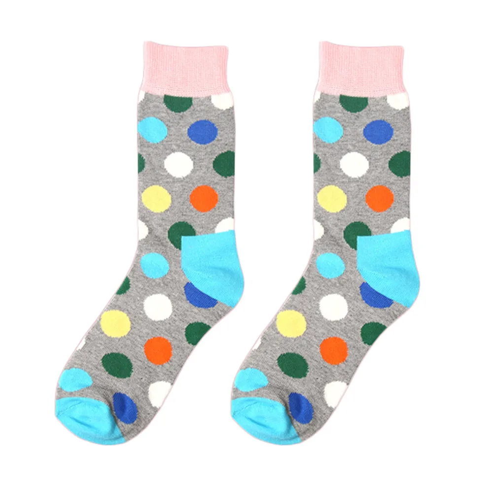 Мода г. Красочные Dot Хлопок человек счастливый носки для девочек личность прилив бренд Harajuku повседневное забавные Женские носочки пара Meias Z0307 - Цвет: PK