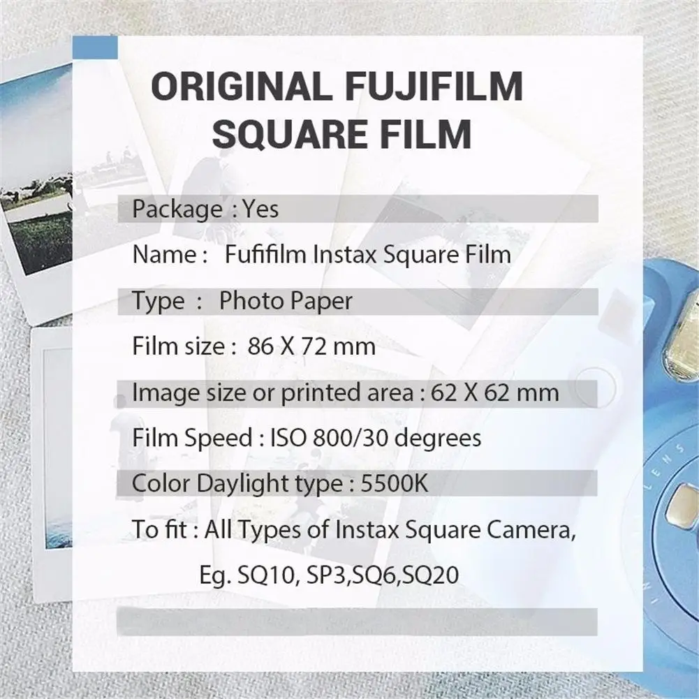 Для Fujifilm Instax квадратная пленка белый/черный Мини край фотобумага для Instax SQ10 SQ6 SQ20 мгновенная камера поделиться SP-3 принтер