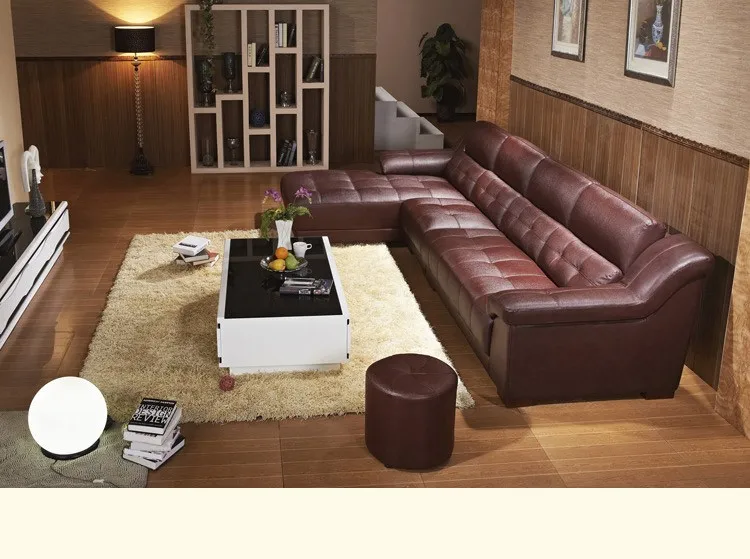 Современный стиль гостиной кожаный диван a1286