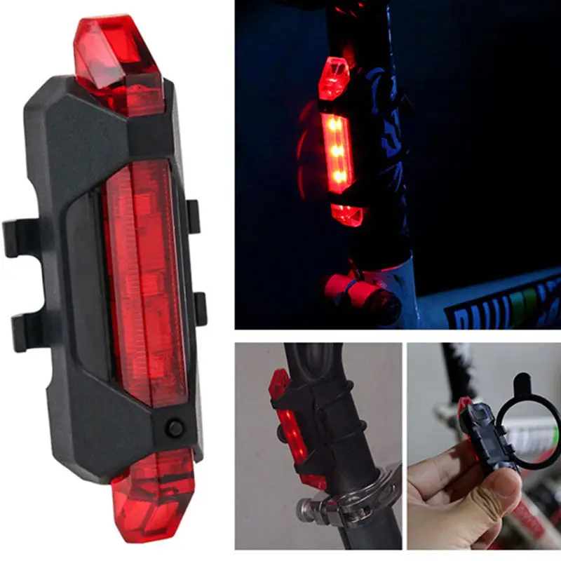 

High Quality Rechargeable LED Bicycle Bike Cycling Front Rear Tail Lamp Warning Flash Light Color Red