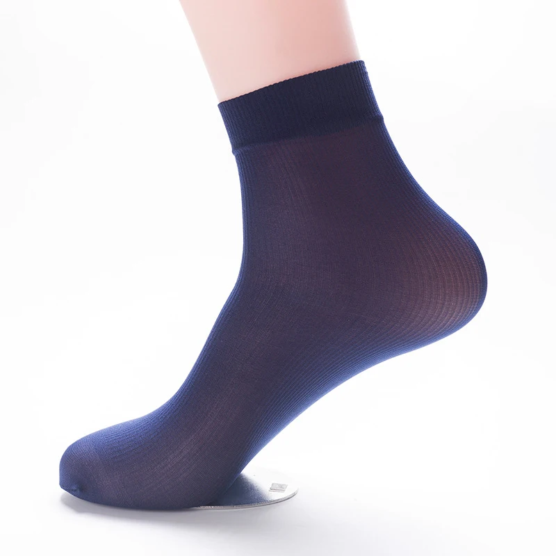 5 пар, высокое качество, мужские летние носки, тонкие шелковые высокие эластичные нейлоновые дышащие бамбуковые короткие носки, крутые мужские носки 8J0074 - Цвет: Тёмно-синий