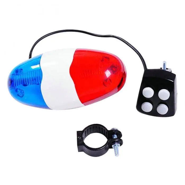 Best Newly Bicycle 6 Flashing LED 4 Sounds Police Siren Trumpet Horn Bell Bike Rear Light 1