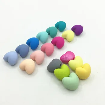 

10 pcs/lot Heart Shape Loose Silicone Beads For Teething Necklace -silicone heart Baby Teether BPA Safe DIY Bead