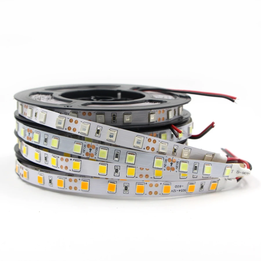 5 м Светодиодная лента 300 600 LED SMD 5054 подсвечиваемая 12V гибкий свет яркий чем 5050 5630