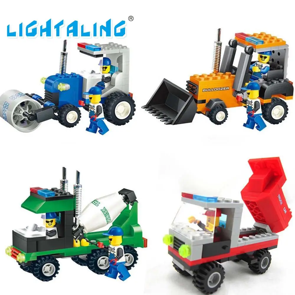 

City Creator Educational Toys Truck Engineer Vehicles Building Blocks Figures Kids Toy Gift Bulldozer Fire Cars Helicopter