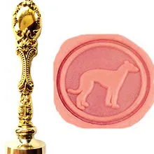 Винтажный Грейхаунд виппет собака роскошный воск печать штамп латунь Павлин металлическая ручка подарочный набор изображение на заказ логотип