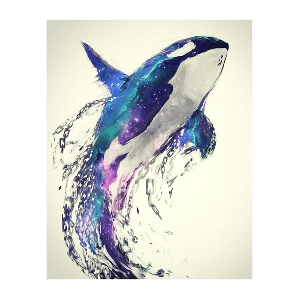 

100% DIY 5D Diamond Painting Full Drill Animals Drawing Painted Whale Cross Stitch Embroidery Patterns Home Decoration