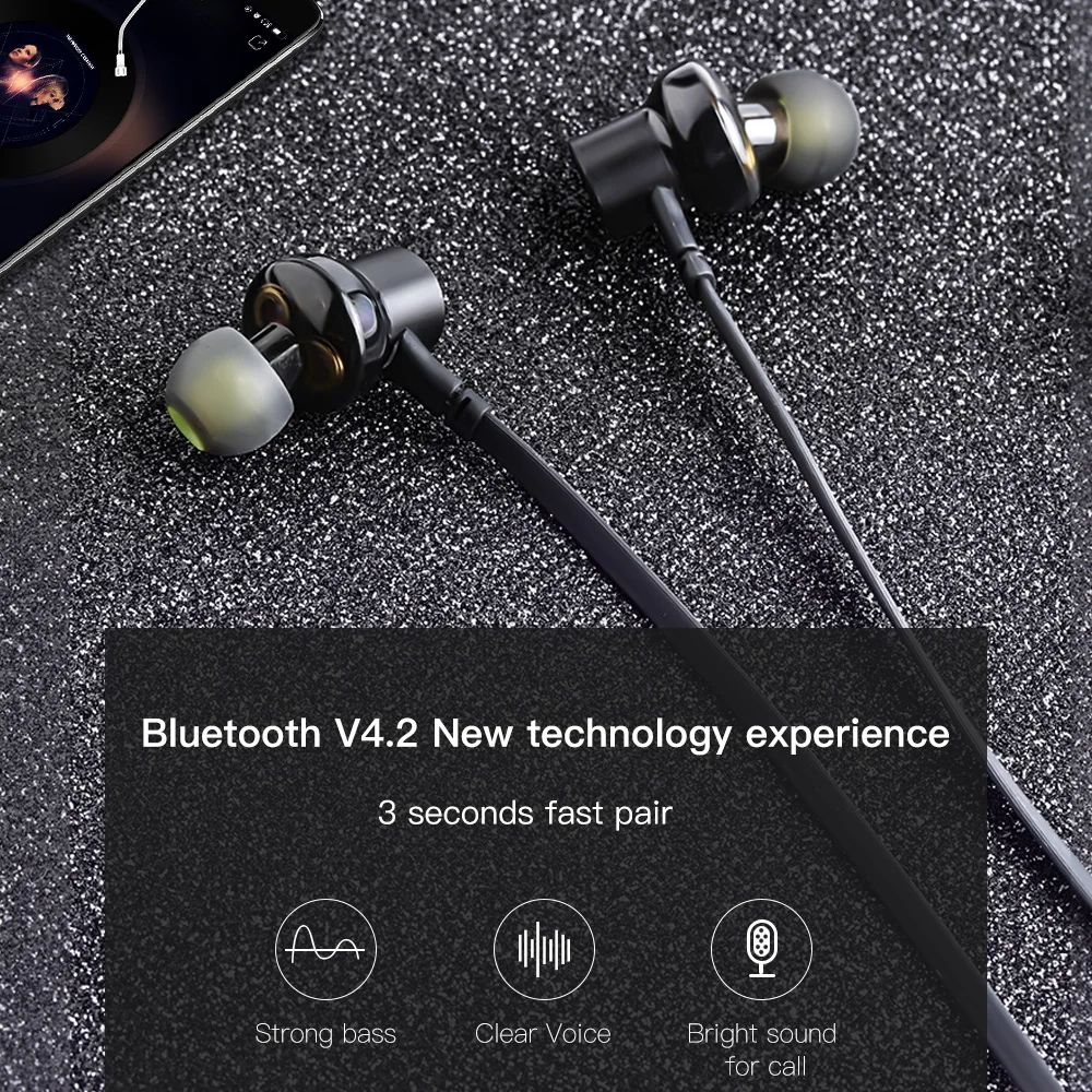 AWEI G20BL Bluetooth Earphone Headphone Dual Driver Headset Wireless Sport Earphone Bass Sound Auriculares Inalambrico Bluetooth