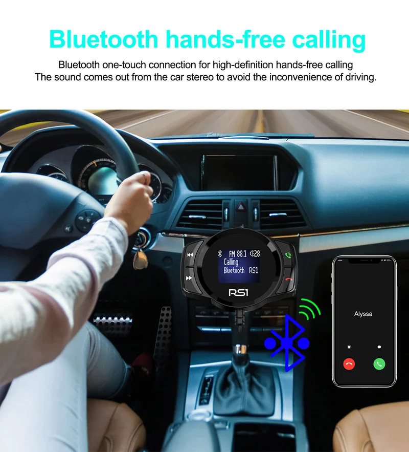 Jajabor Bluetooth автомобильный комплект беспроводной fm-передатчик громкой связи вызов Автомобильный MP3-плеер двойной USB Автомобильное зарядное устройство для телефона большой дисплей