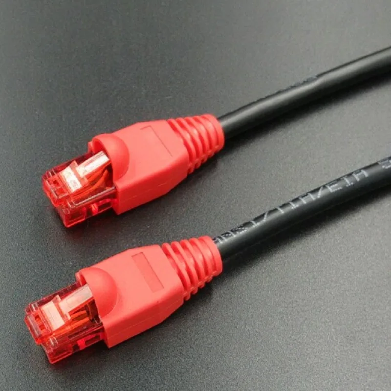 New 30m 98ft 20m 65ft CAT5e Cabo Flat CAT 5e UTP Ethernet Network Cable RJ45 Patch LAN Cord Black Color cable and red plug