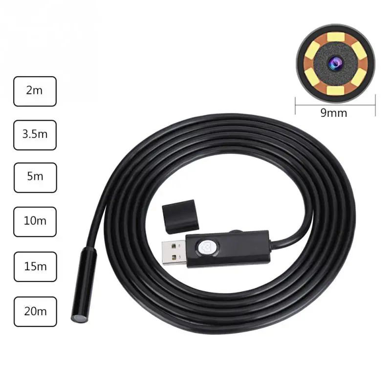 9mm 6LED Waterproof WiFi USB Endoscope Inspection Camera for IOS Android Phone PC IP67 Waterproof 2