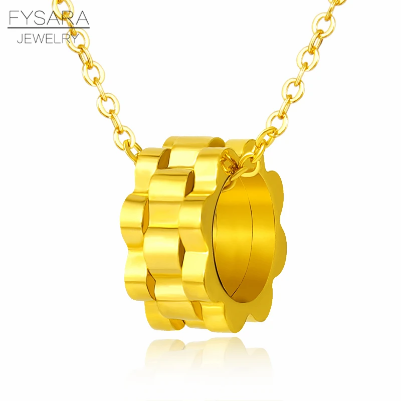 

FYSARA Brand Jewelry Men Belt Buckle Pendant Necklaces Silver Gold-Stainless Steel Round Circle Short Necklaces for Women Choker