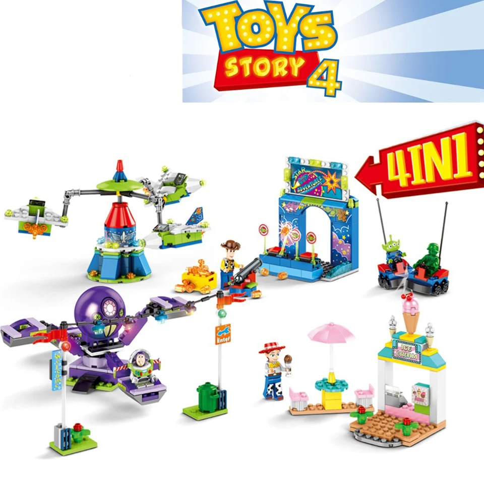 

4 in 1 Toys Story Woody Jessie Toy Aliens Bulleye Rex Hamm Building Blocks action figure diy model Toy for children gifts PG8222
