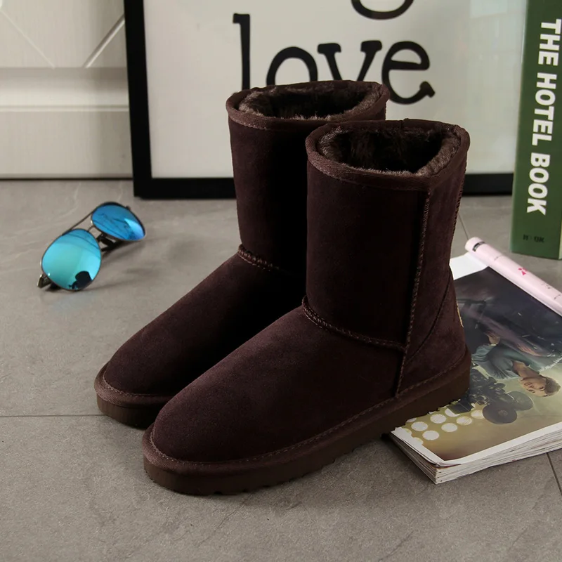 Begocool fashion snow boots for women genuine cow suede australia warm winter boots woman shoes red - Цвет: 25 chocolate