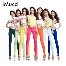 Imucci плюс размер женщин джинсы ladys конфеты цветов карандаш брюки весна осень сексуальная тощий fit эластичность джинсы повседневные брюки