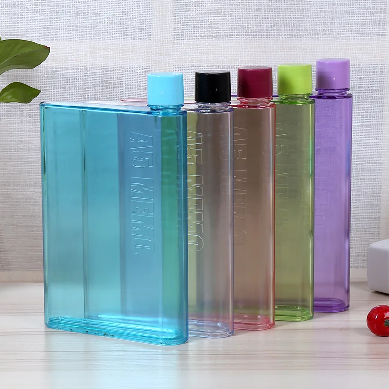 New simple 325ml / 420ml color flat water bottle square