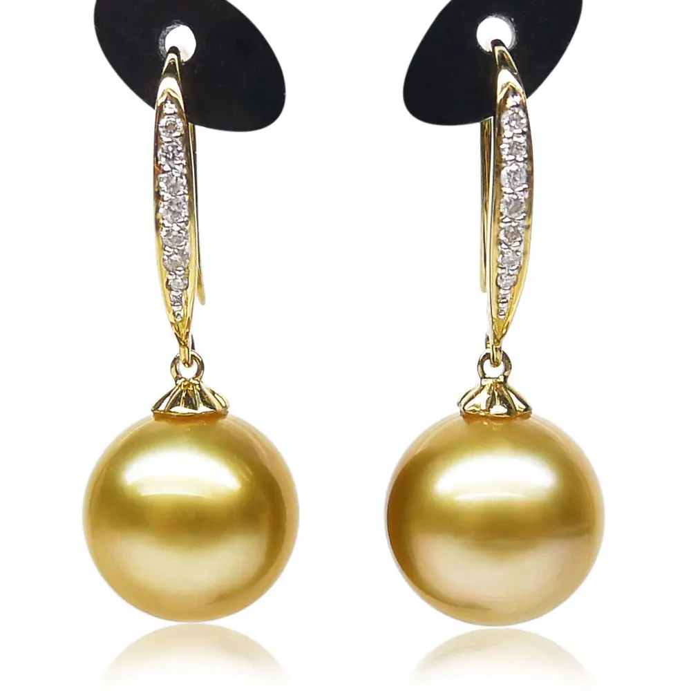 

hj 00287 GOLD!AAA 10.3 MM SOUTH SEA PEARL EARRING