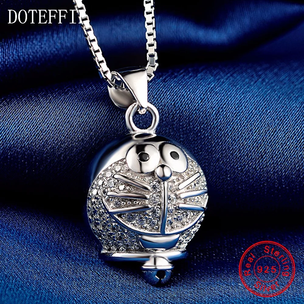 

Jingle Cats 925 Silver Woman Necklaces Fashion Cute Woman Charm Silver Jewelry Doraemon Pendant Necklace