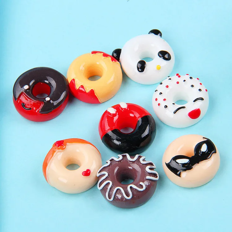 

10Pcs/lot Kawaii Simulation Resin Cartoon Donuts Flat Back Resin Cabochon Phone Case Decoration DIY Scrapbooking Accessories