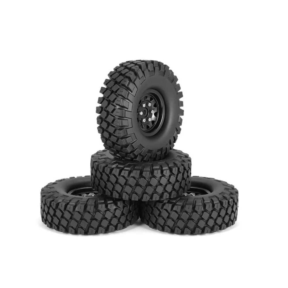 

4Pcs 1.9 Inch 115mm Rubber Tires Tire with Metal Wheel Rim Set for 1/10 Traxxas TRX-4 SCX10 RC4 D90 RC Crawler Car Part