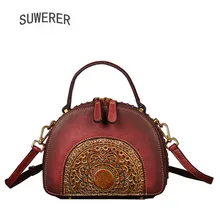 SUWERER новые женские сумки из натуральной кожи ретро тиснение яловая роскошная кожаная сумка на плечо дизайнерская женская сумка известных брендов