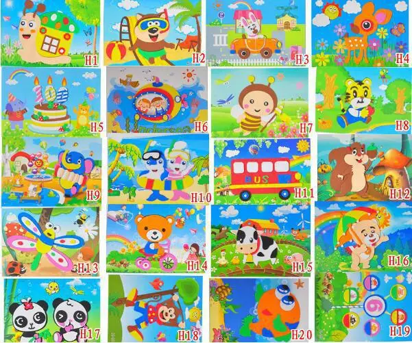 

3pcs/lot 3D EVA Stickers Handmade Foam Puzzle Painting Scratch Paper Sticker Drawing Template Eva Crafts Toys For KIds