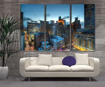 

Canvas Wall Art - Houston Downtown Skyline Buildings Night Painting Wall Artwork Print On Canvas Home Decor Drop shipping