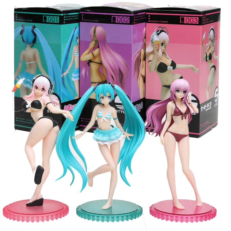 

Volcaloid 15cm Supersonico Hatsune Miku Megurine Luka Super Sonico Swimsuit ver. Bikini PVC Action Figure Collection Model Toy