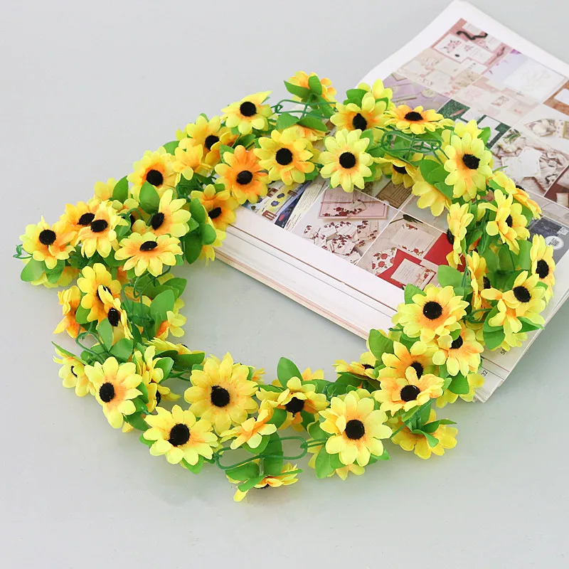 Flone Artificial Flowers Green Leaf Flower Rattan Simulation Chrysanthemum Flower Vines Wedding Party Home Decor Supplies  (8)
