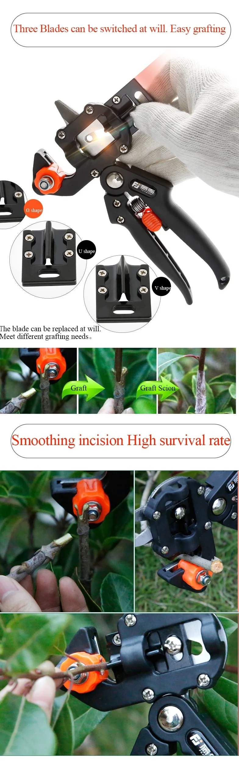 FUJIWARA Grafting Shears Scissor  Fruit Tree Vaccination Multi-function Bud Cutter 3 Styple Blade Gardening Tools garden blower