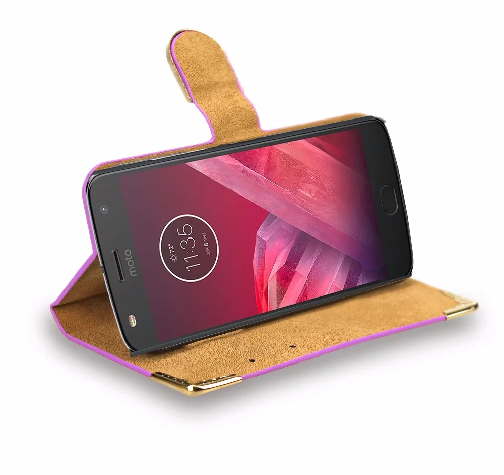 Блестящий чехол для Motorola Moto Z2 Play кожаный бумажник со стразами и подставкой