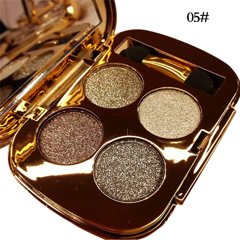 

New 4 Colors Gold Smoky Cosmetics Diamond Bright Glitter Eye Shadow Professional Eye Makeup Eyeshadow Palette