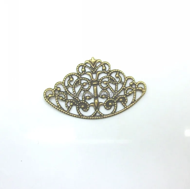 

Free shipping-30Pcs Bronze Tone Crown Filigree Wraps Connectors Metal Crafts Gift Decoration DIY Findings 65x40mm J0642