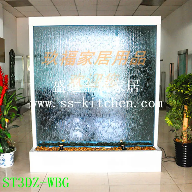 

Free Shipping Blue Glass Water Features screen curtain divider company image partition with changing lighting for decoration