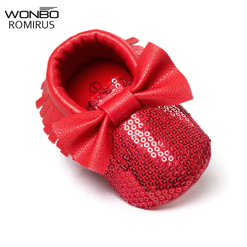 red glitter baby girl shoes
