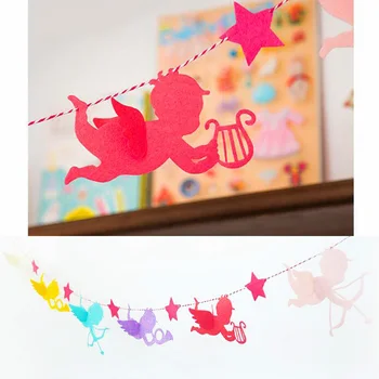 

10 Packs Wholesales Non Woven Fabrics Cupid Party Flags Wedding Engagement Decoration Party Garland Birthday Gift