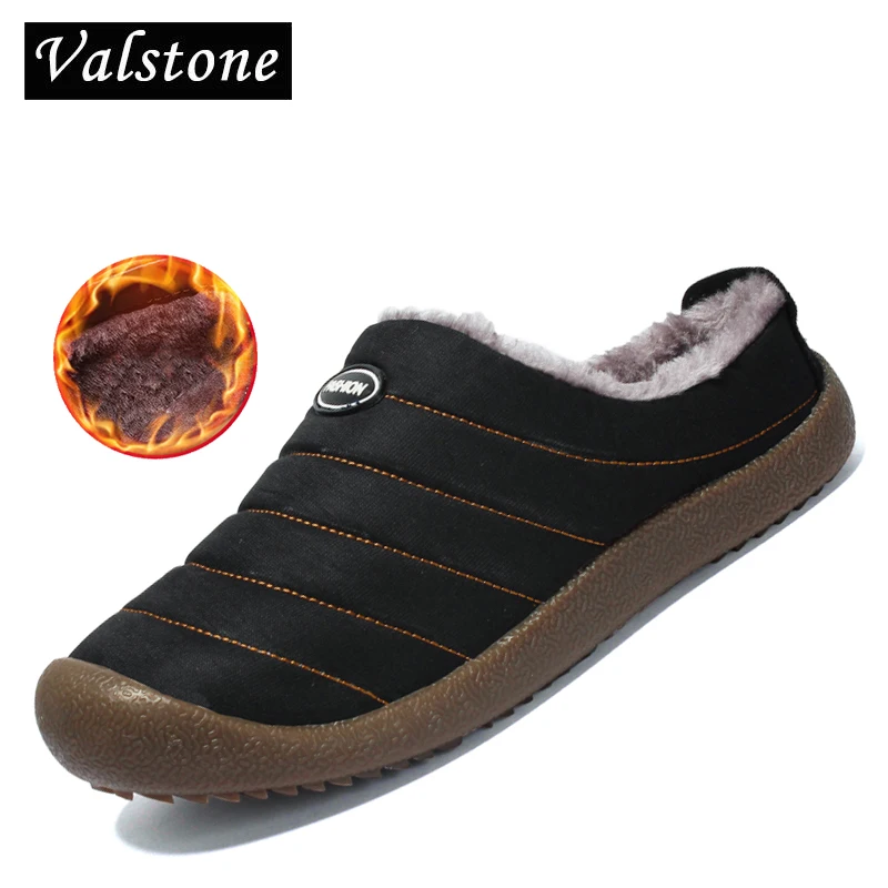 Valstone Men's winter slippers warm keeping home shoes for cold weather unisex snow shoes velvet