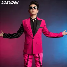Мужской Красный Блейзер, пиджак, брюки, мужские костюмы, комплект одежды для свадебного певца, шоу, одежда для ночного клуба, блейзер для улицы, тонкая одежда
