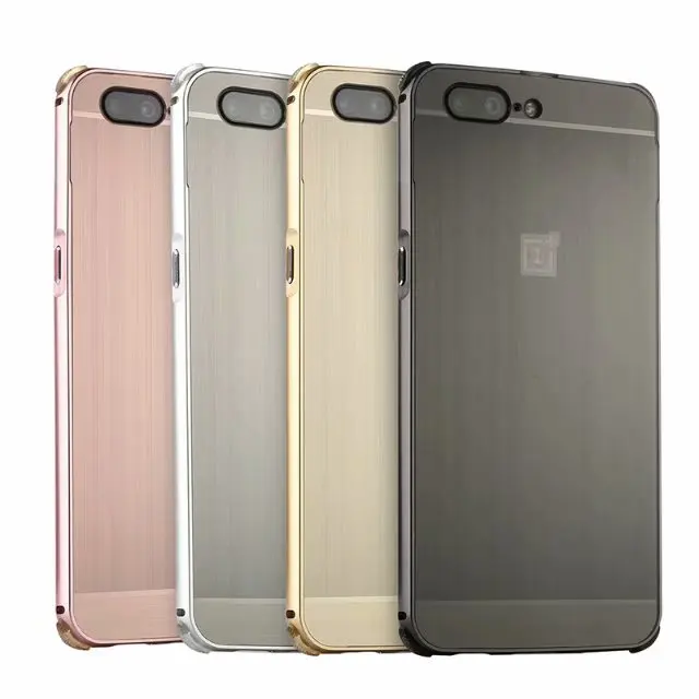 

For Oneplus 6 Brushed Plating Metal Aluminum Bumper+PC Acrylic 2 in 1 Hybrid Case Cover For Oneplus 5 5T 3 3T