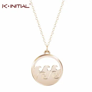 1Pcs Popular Ocean Wave Pendant Necklace Long Sweater Chain Gold Silver Nautical Choker  Necklaces & Pendants Jewelry Collares