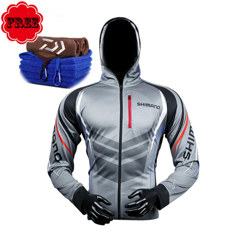 

Fishing Clothing Men Long Sleeve Outdoor Breathable Fishing Shirts Anti UV Hooded Fishing Clothes Cycling Hiking Jackets