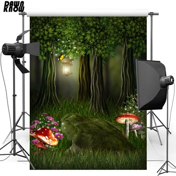 

DAWNKNOW Forest Mushroom Vinyl Background Fairy Tale New Fabric Polyester photography backdrop For Children Photo studio F1641