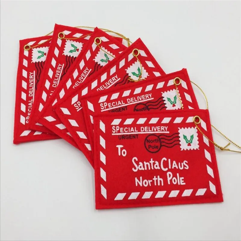 

6PCS Christmas Tree Pendant Red Ggreeting Card Eenvelope Sstudent Non-Wwoven Ccandy Gift Bag Christmas Supplies