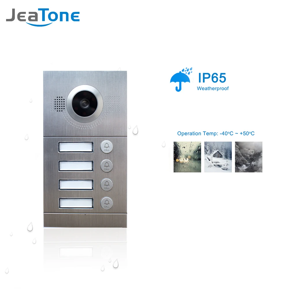 IP Door Phone WIFI Video Intercom Video Doorbell 7'' Touch Screen for 4 Separate Apartments/8 Zone Alarm Support Smart Phone iOS