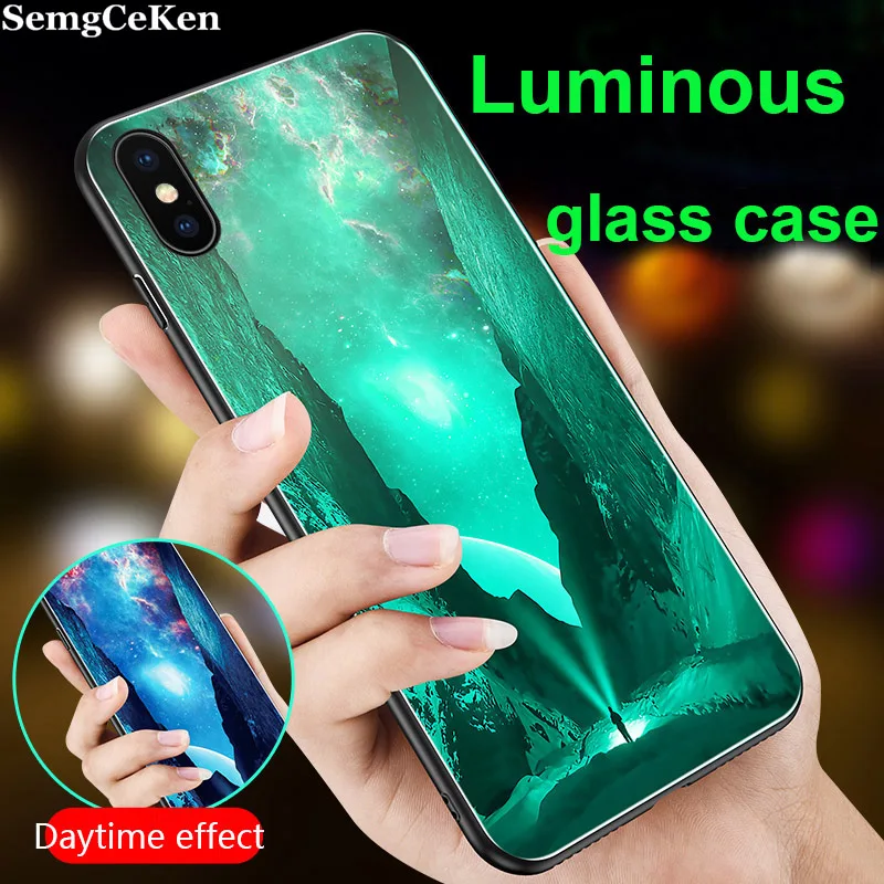 SemgCeKen светящееся закаленное стекло чехол для iPhone 5 5S SE 6 6s 7 8 plus x xs max xr роскошный