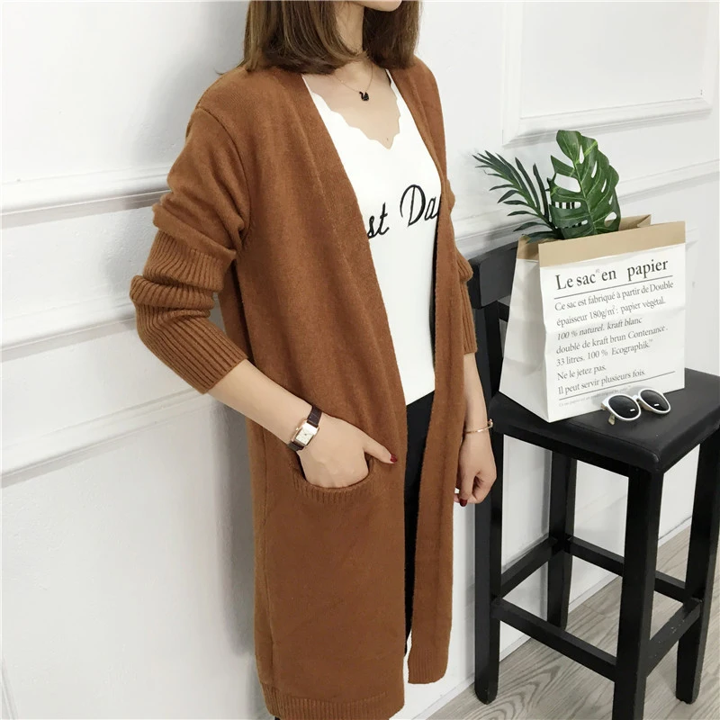 Women Autumn Open Stitch Cardigan 7 Colors Available Knitted High Quality Ladies Outwear Sweater Long Cardigans