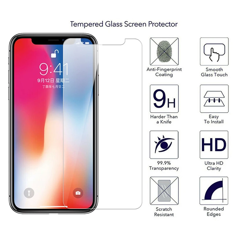 

9H 0.2mm Screen Protector for iPhone 7 8 Plus X 2.5D HD Tempered Glass for iPhone 5 5s SE 5C 6 6S Plus UltraThin protective film
